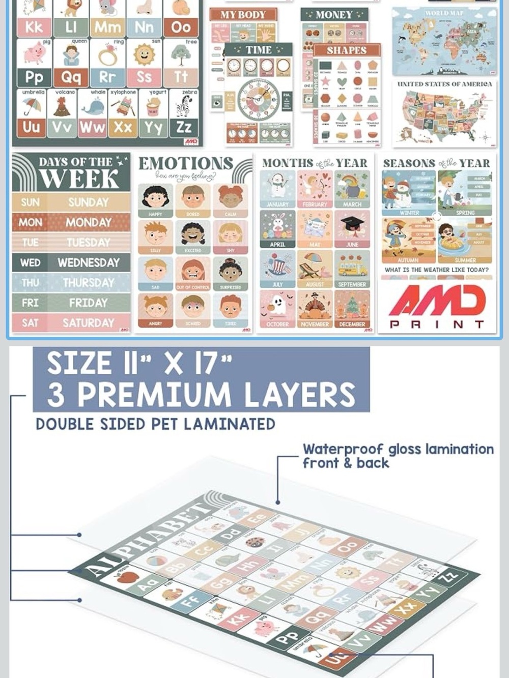 Amazon Kids Educational Alphabet & Learning Wall Chart - Multicolor